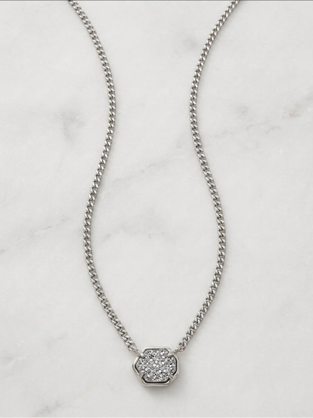 Kendra Scott Silver Drusy Pendant Necklace